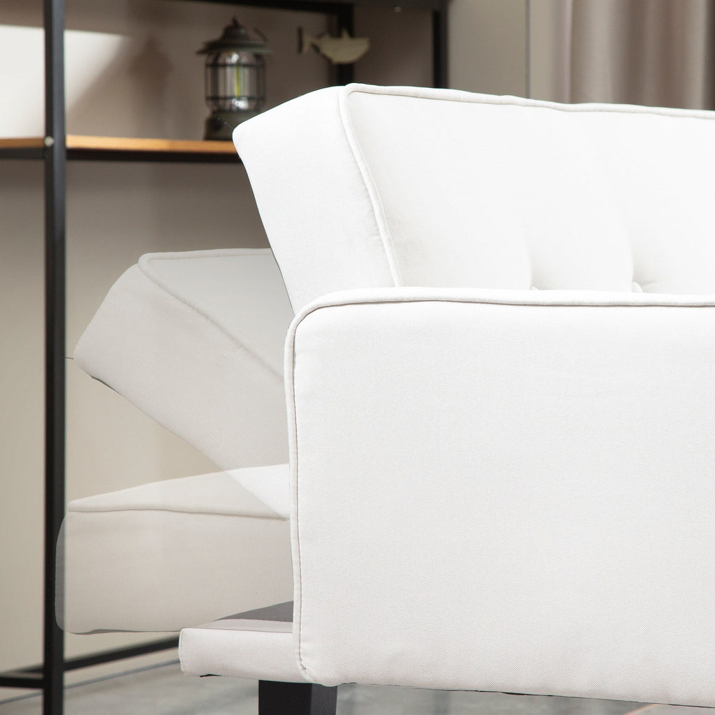 Canapé-lit futon convertible 3 places beige moderne 71,65 avec pieds en bois massif et oreillers pour le salon