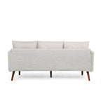 Canapé 3 places beige moderne 76,5 avec pieds en bouleau et coussins pour le salon