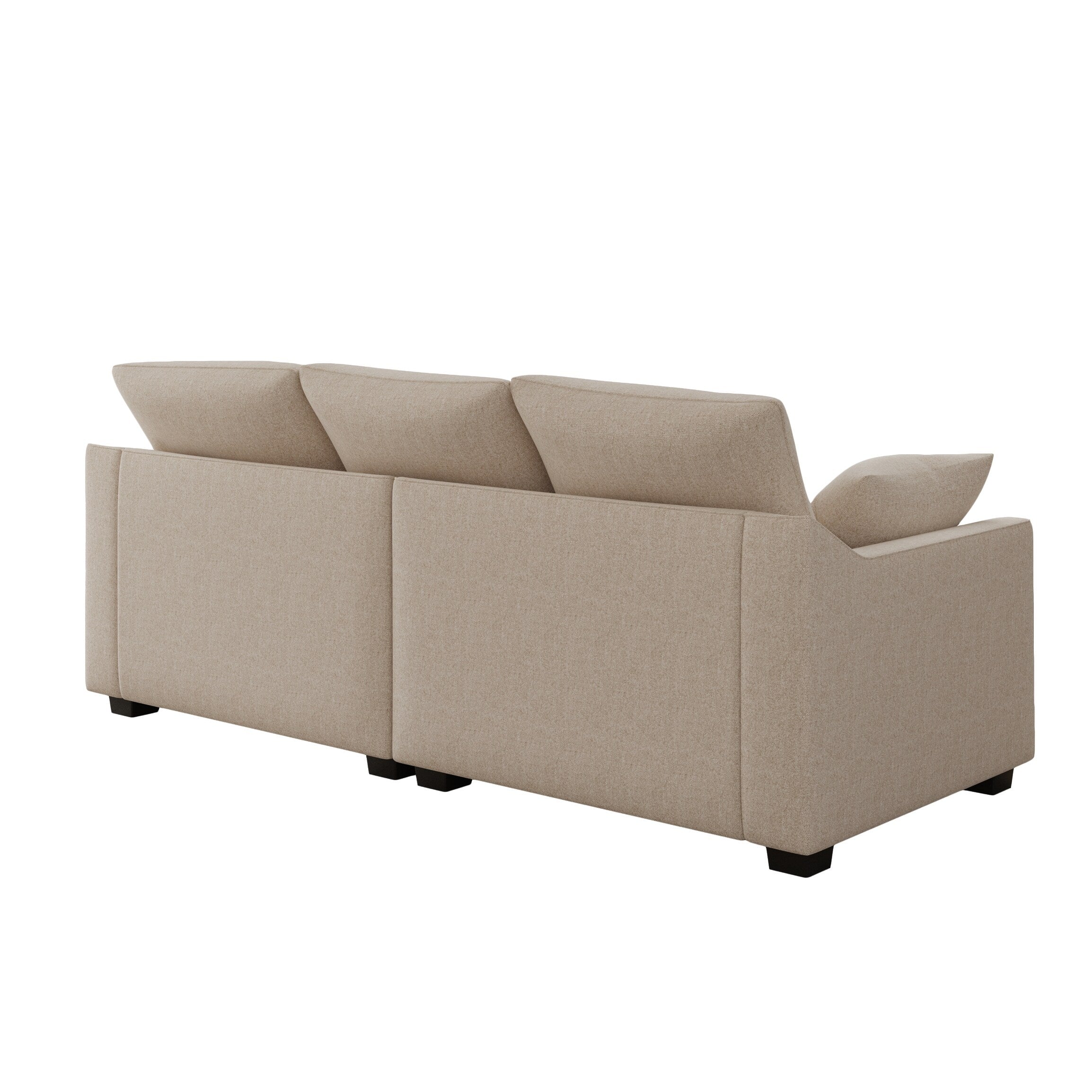 Canapé 3 places beige moderne en polyester 78,7 avec coussins et pieds en bois massif pour le salon
