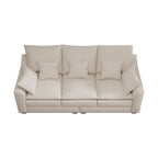 Canapé 3 places beige moderne en polyester 78,7 avec coussins et pieds en bois massif pour le salon