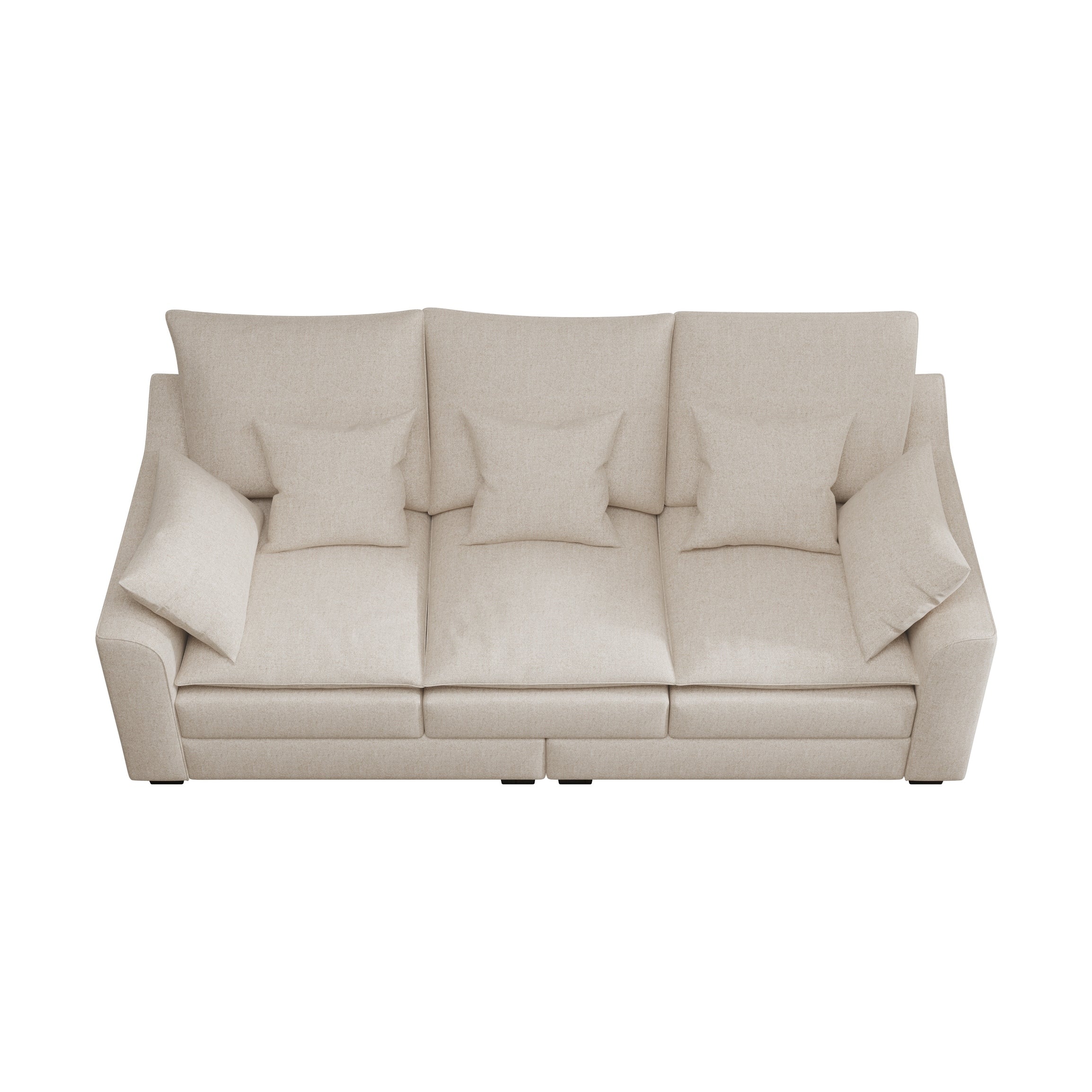 Canapé 3 places beige moderne en polyester 78,7 avec coussins et pieds en bois massif pour le salon