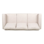 Canapé 3 places beige moderne rembourré avec coussins et pieds en bois pour le salon (80,25)