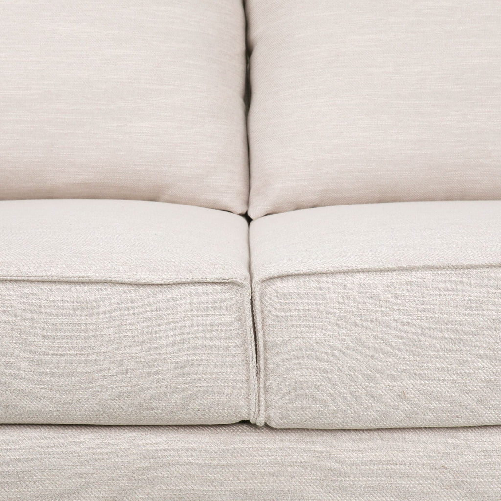 Canapé 3 places beige moderne rembourré avec coussins et pieds en bois pour le salon (80,25)