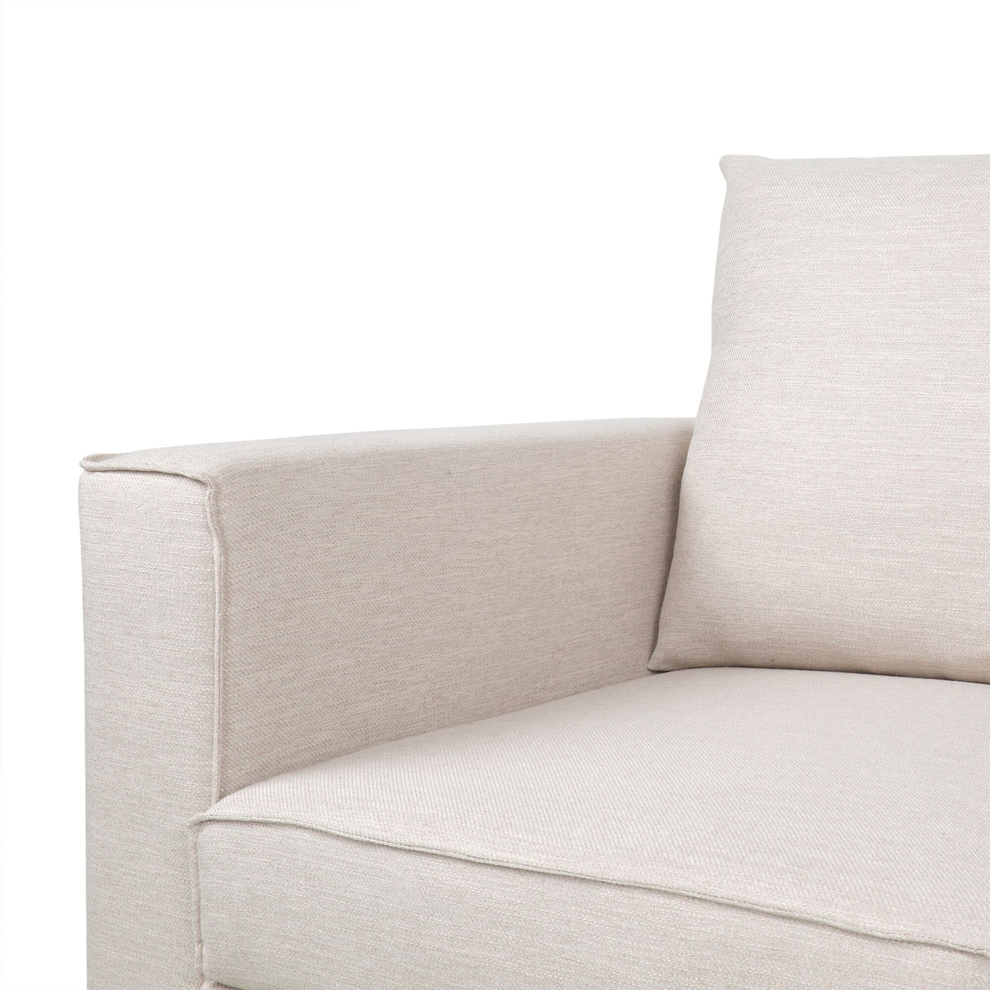 Canapé 3 places beige moderne rembourré avec coussins et pieds en bois pour le salon (80,25)