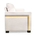 Canapé 3 places beige moderne rembourré avec coussins et pieds en bois pour le salon (80,25)