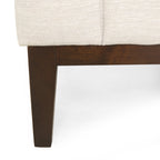 Canapé 3 places beige moderne 80 avec pieds en bois et coussins assortis pour le salon