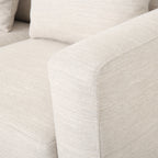 Canapé 3 places beige moderne 80 avec pieds en bois et coussins assortis pour le salon