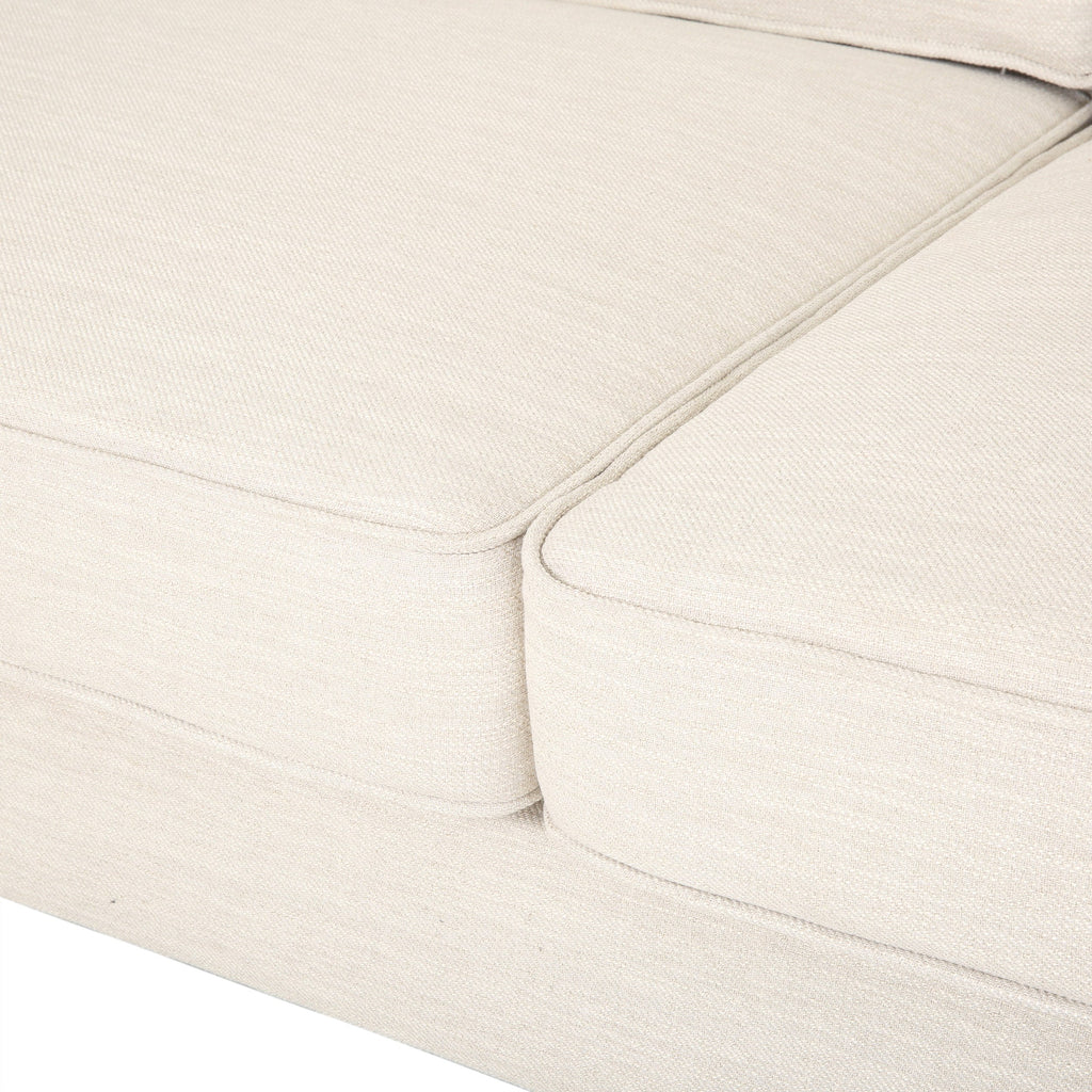 Canapé 3 places beige moderne 82,5 avec pieds en bouleau et coussins latéraux pour le salon