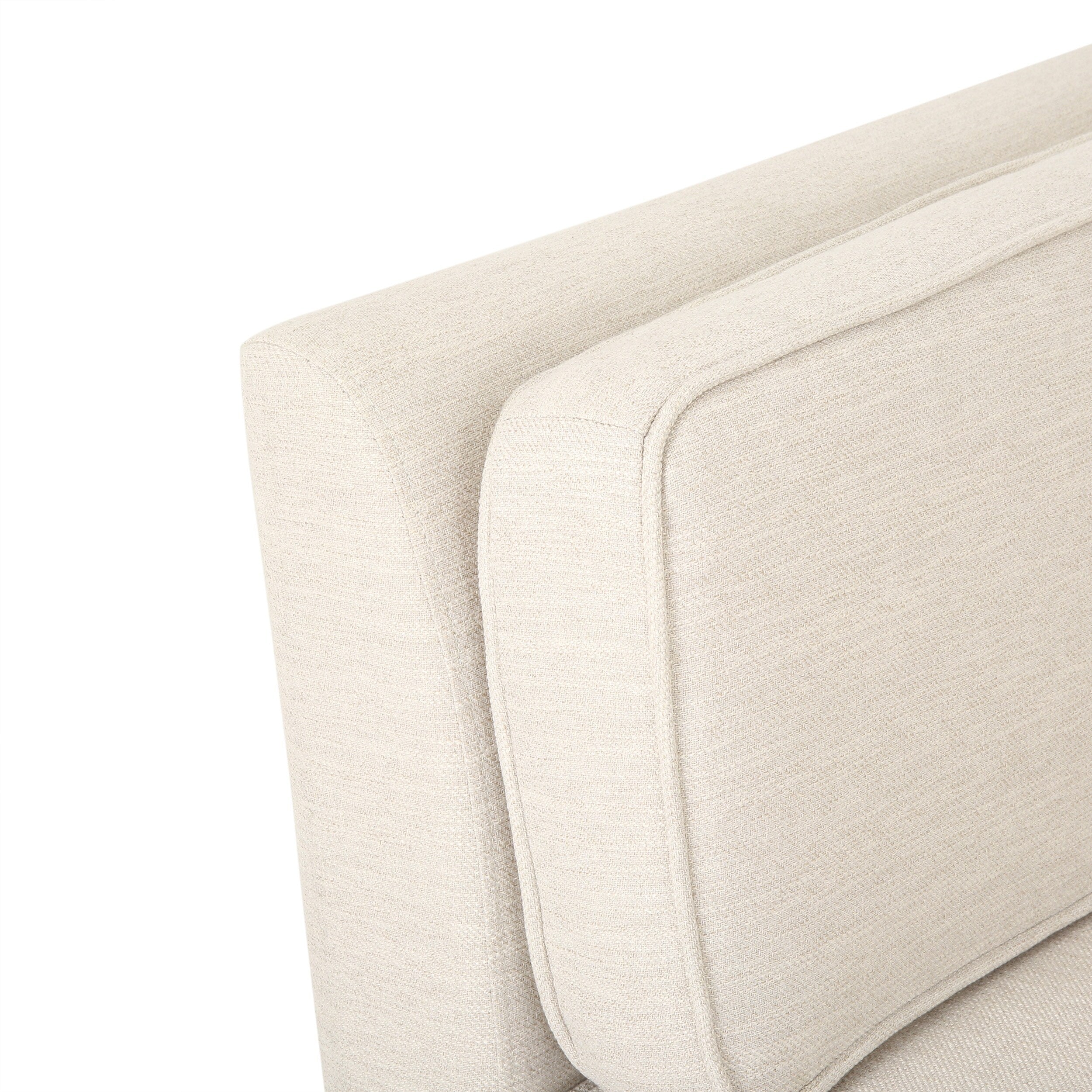 Canapé 3 places beige moderne 82,5 avec pieds en bouleau et coussins latéraux pour le salon