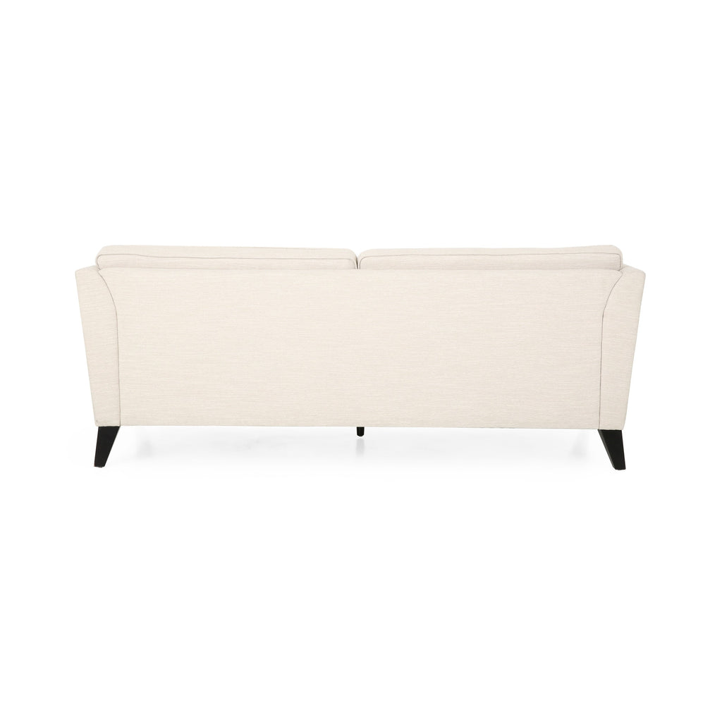 Canapé 3 places beige moderne 82,5 avec pieds en bouleau et coussins latéraux pour le salon