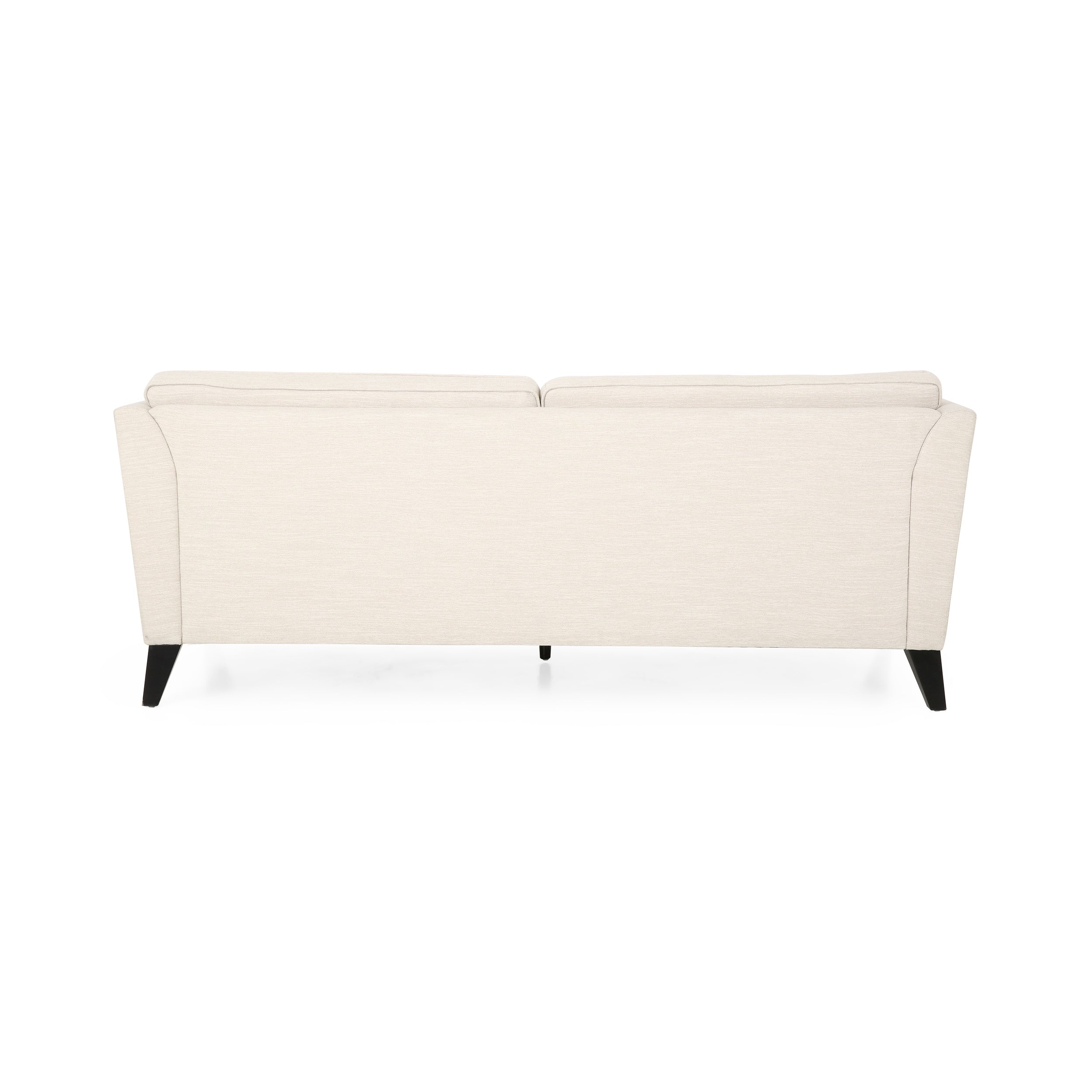 Canapé 3 places beige moderne 82,5 avec pieds en bouleau et coussins latéraux pour le salon