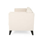 Canapé 3 places beige moderne 82,5 avec pieds en bouleau et coussins latéraux pour le salon