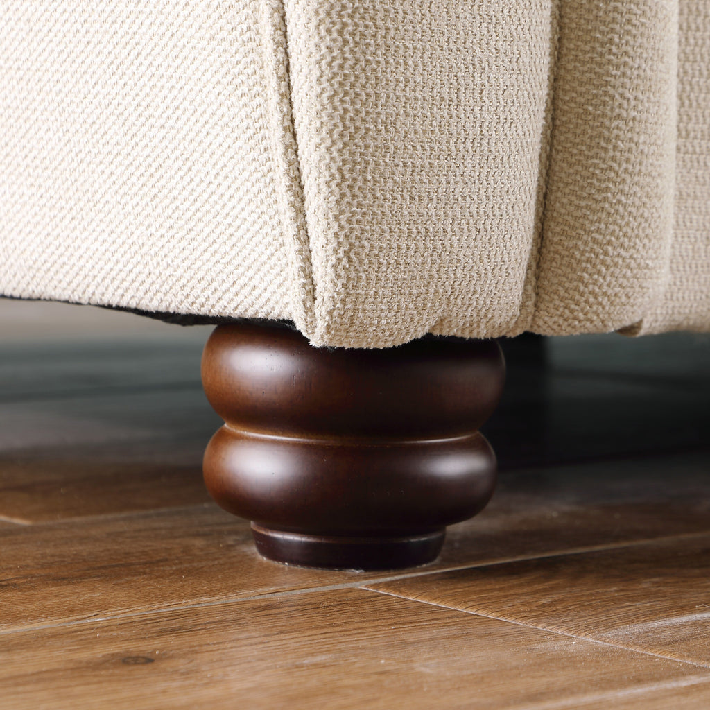 Canapé 3 places beige moderne en chenille 84,6 avec accoudoirs roulés et cadre en bois massif pour le salon