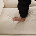 Canapé 3 places beige moderne en chenille 84,6 avec accoudoirs roulés et cadre en bois massif pour le salon