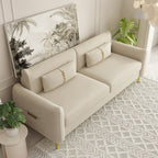 Canapé causeuse en velours beige moderne 85,43 avec pieds et coussins dorés pour le salon