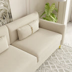 Canapé causeuse en velours beige moderne 85,43 avec pieds et coussins dorés pour le salon