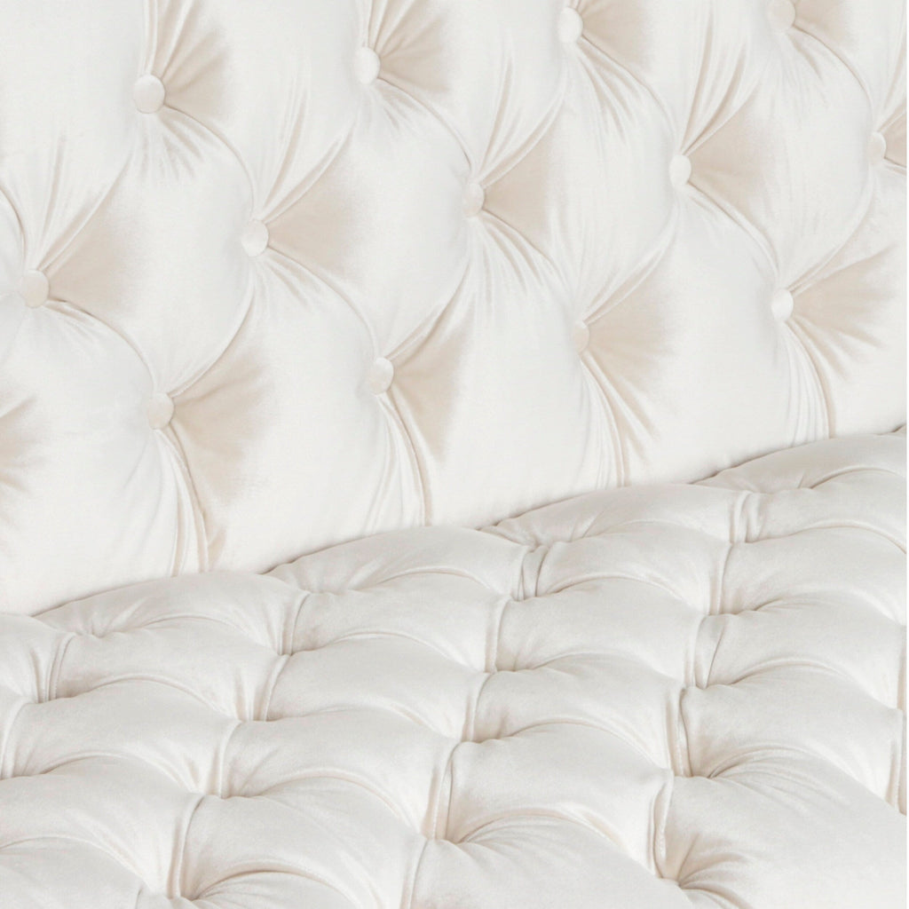 Canapé 3 places capitonné en similicuir beige moderne 86,75 pouces avec pieds en fer lisses en forme de T pour le salon