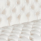 Canapé 3 places capitonné en similicuir beige moderne 86,75 pouces avec pieds en fer lisses en forme de T pour le salon