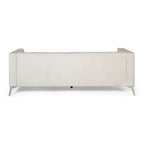 Canapé 3 places capitonné en similicuir beige moderne 86,75 pouces avec pieds en fer lisses en forme de T pour le salon