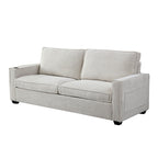 Canapé 3 places en velours côtelé beige moderne 87,4 avec porte-gobelet et sacs de rangement pour le salon