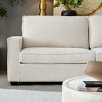 Canapé 3 places en velours côtelé beige moderne 87,4 avec porte-gobelet et sacs de rangement pour le salon