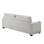 Canapé 3 places en velours côtelé beige moderne 87,4 avec porte-gobelet et sacs de rangement pour le salon