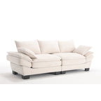 Canapé 3 places en velours côtelé beige moderne 88,6 avec deux coussins et pieds larges en plastique pour le salon