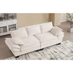 Canapé 3 places en velours côtelé beige moderne 88,6 avec deux coussins et pieds larges en plastique pour le salon