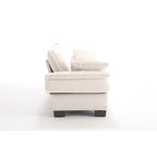 Canapé 3 places en velours côtelé beige moderne 88,6 avec deux coussins et pieds larges en plastique pour le salon