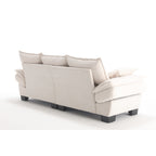 Canapé 3 places en velours côtelé beige moderne 88,6 avec deux coussins et pieds larges en plastique pour le salon