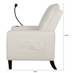 Fauteuil inclinable manuel moderne en tissu beige avec support pour téléphone portable, porte-gobelet et repose-pieds