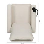 Fauteuil inclinable manuel moderne en tissu beige avec support pour téléphone portable, porte-gobelet et repose-pieds
