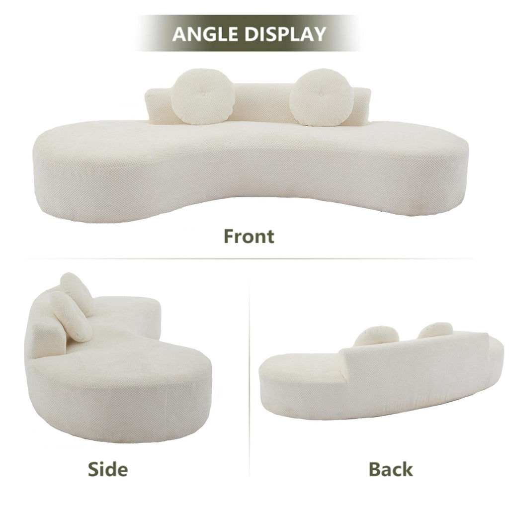 Canapé nuage beige moderne minimaliste 105,5 en velours côtelé incurvé avec 2 coussins, aucun assemblage requis