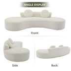 Canapé nuage beige moderne minimaliste 105,5 en velours côtelé incurvé avec 2 coussins, aucun assemblage requis