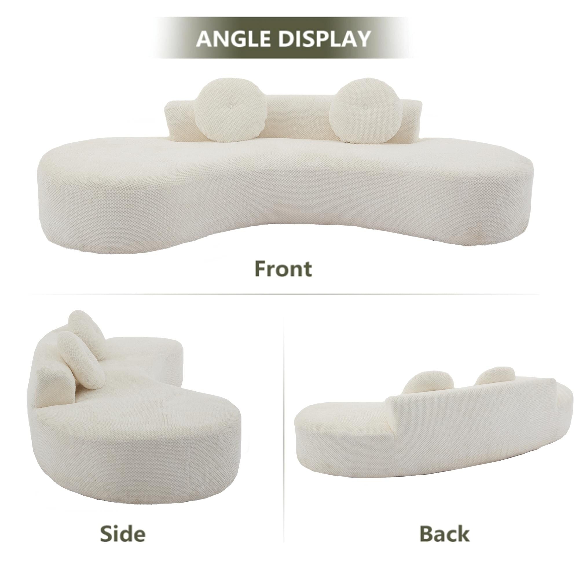 Canapé nuage beige moderne minimaliste 105,5 en velours côtelé incurvé avec 2 coussins, aucun assemblage requis