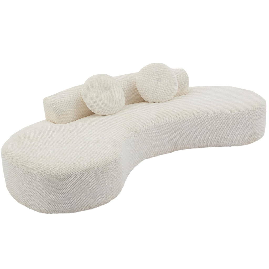 Canapé nuage beige moderne minimaliste 105,5 en velours côtelé incurvé avec 2 coussins, aucun assemblage requis