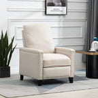 Fauteuil inclinable manuel en velours beige moderne avec coussins et décoration cloutée