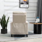 Fauteuil inclinable manuel en velours beige moderne avec coussins et décoration cloutée