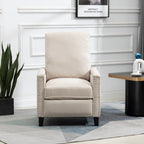 Fauteuil inclinable manuel en velours beige moderne avec coussins et décoration cloutée