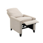 Fauteuil inclinable manuel en velours beige moderne avec coussins et décoration cloutée