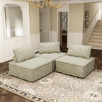 Ensemble de canapés modulaires carrés beiges surdimensionnés 3 pièces en chenille avec coussins en mousse haute densité, combinaison libre