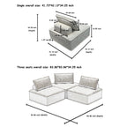 Ensemble de canapés modulaires carrés beiges surdimensionnés 3 pièces en chenille avec coussins en mousse haute densité, combinaison libre