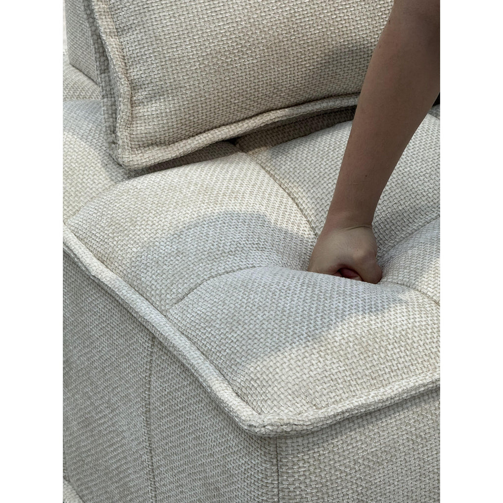 Ensemble de canapés modulaires carrés beiges surdimensionnés de 6 pièces en chenille avec coussins en mousse haute densité, combinaison libre