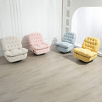 Fauteuil inclinable manuel pivotant à 360°, rembourré en chenille beige surdimensionnée avec repose-pieds allongé et dossier capitonné