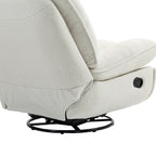 Fauteuil inclinable manuel pivotant à 360°, rembourré en chenille beige surdimensionnée avec repose-pieds allongé et dossier capitonné