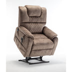 Fauteuil inclinable électrique surdimensionné beige avec moteur OKIN, relevage à plat à 180°, siège extra-large et poches de rangement