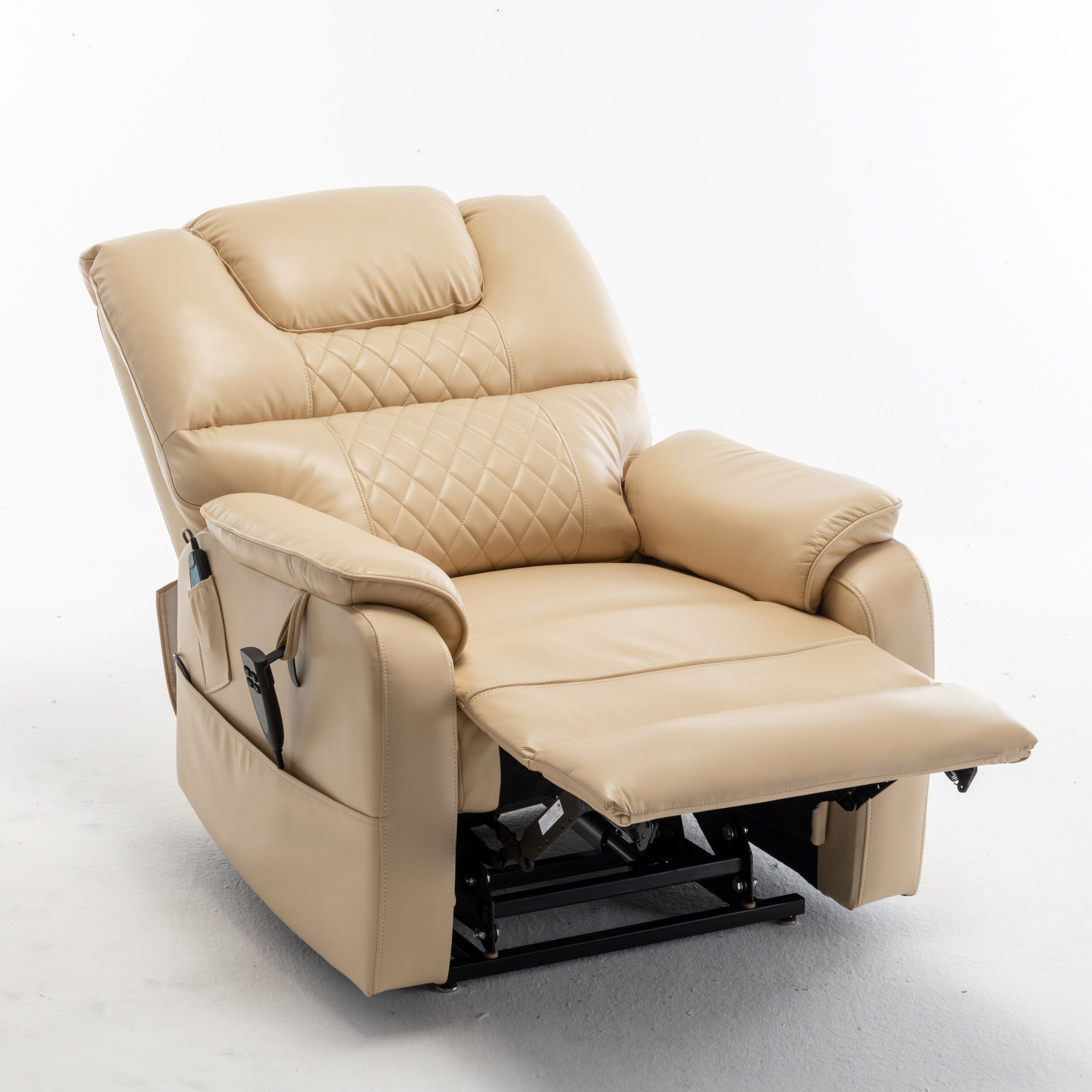Fauteuil inclinable électrique surdimensionné beige avec moteur OKIN et position allongée à 180°