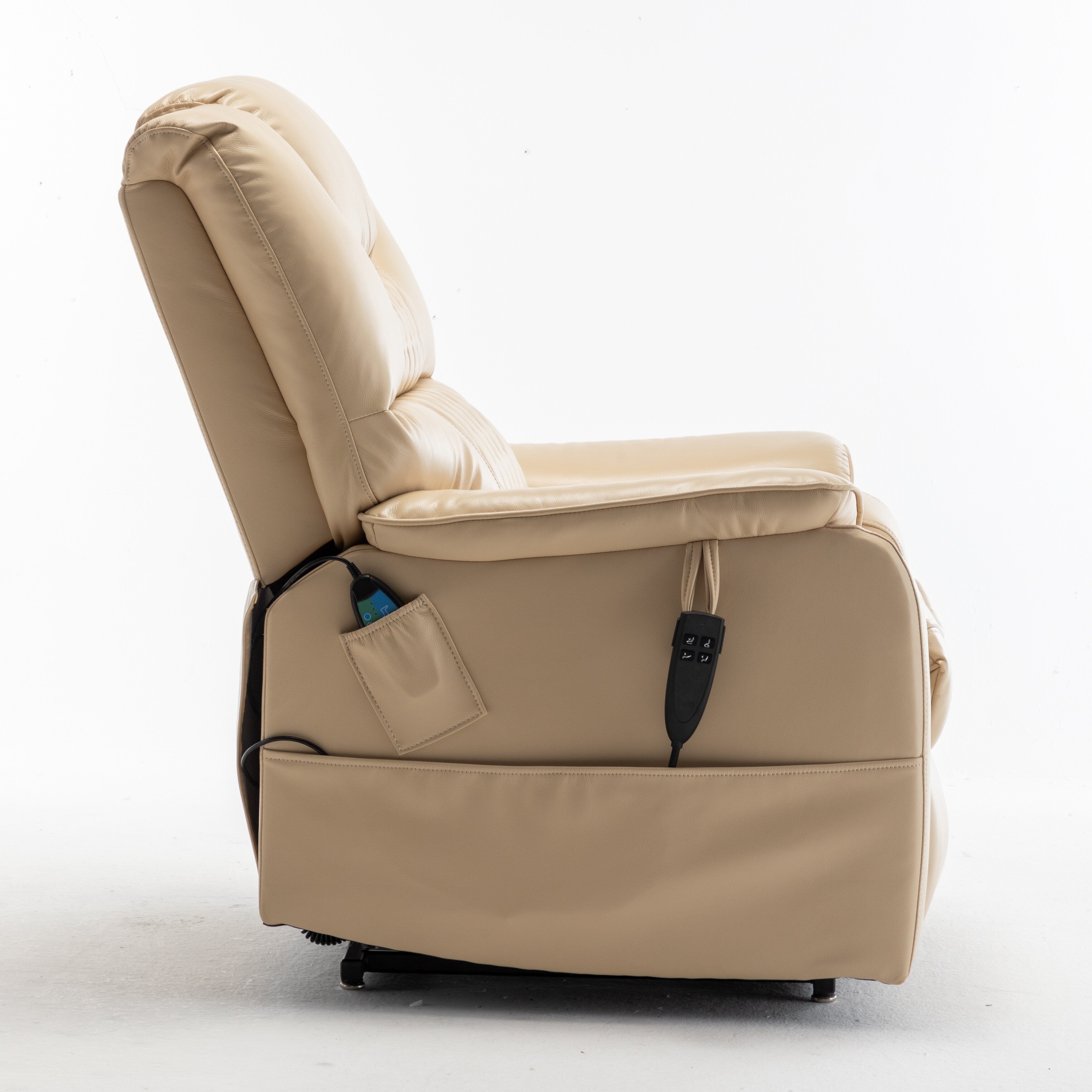 Fauteuil inclinable électrique surdimensionné beige avec moteur OKIN et position allongée à 180°