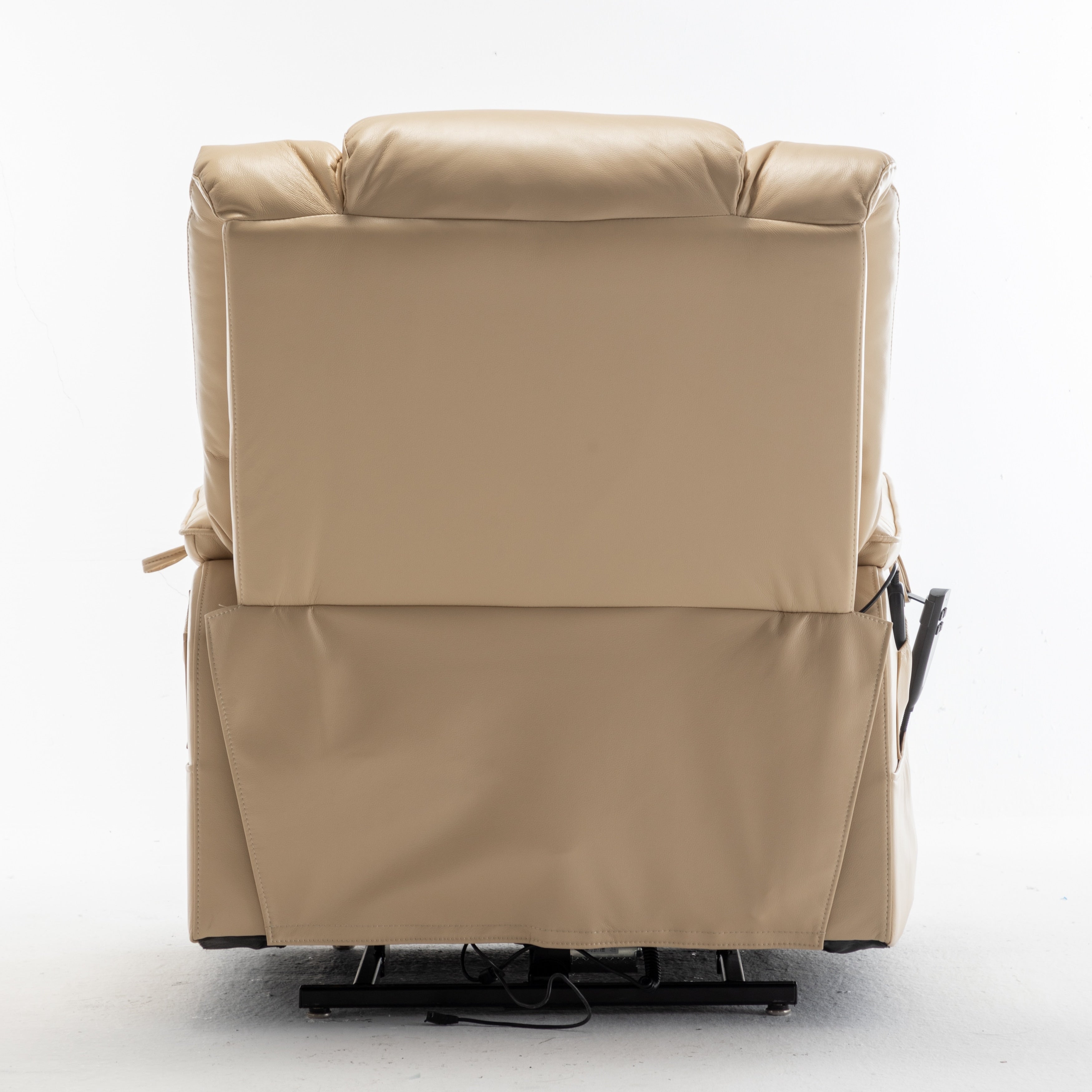 Fauteuil inclinable électrique surdimensionné beige avec moteur OKIN, fonction d'inclinaison à 180°, siège extra-large et poches de rangement latérales