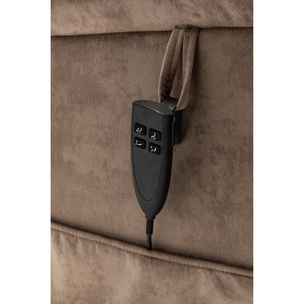 Fauteuil inclinable électrique surdimensionné beige avec moteur OKIN, fonction d'inclinaison à 180°, siège extra-large et poches de rangement latérales